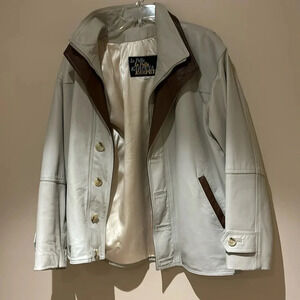 La pelle Karpeta Off white Genuine leather moto  jacket Sz Medium